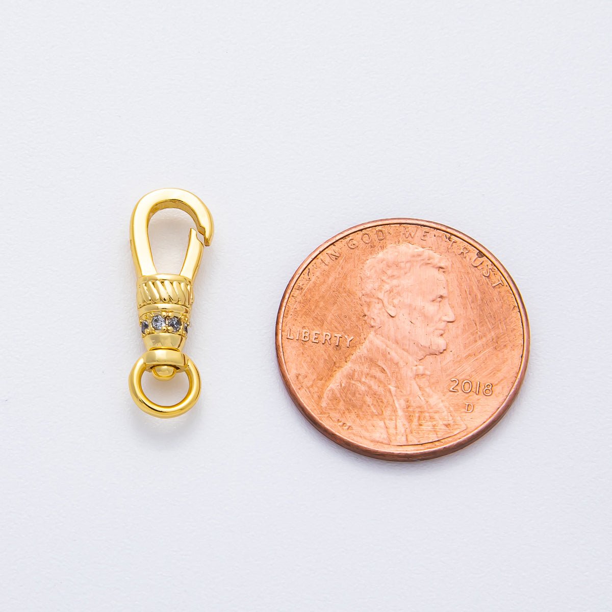 18K Gold Filled 18mm Micro Paved CZ Fancy Swivel Link Push Gate Clasp Charm Finding | Z1375 - DLUXCA