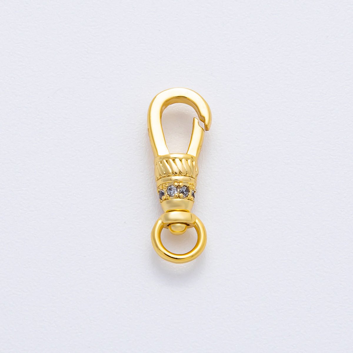 18K Gold Filled 18mm Micro Paved CZ Fancy Swivel Link Push Gate Clasp Charm Finding | Z1375 - DLUXCA