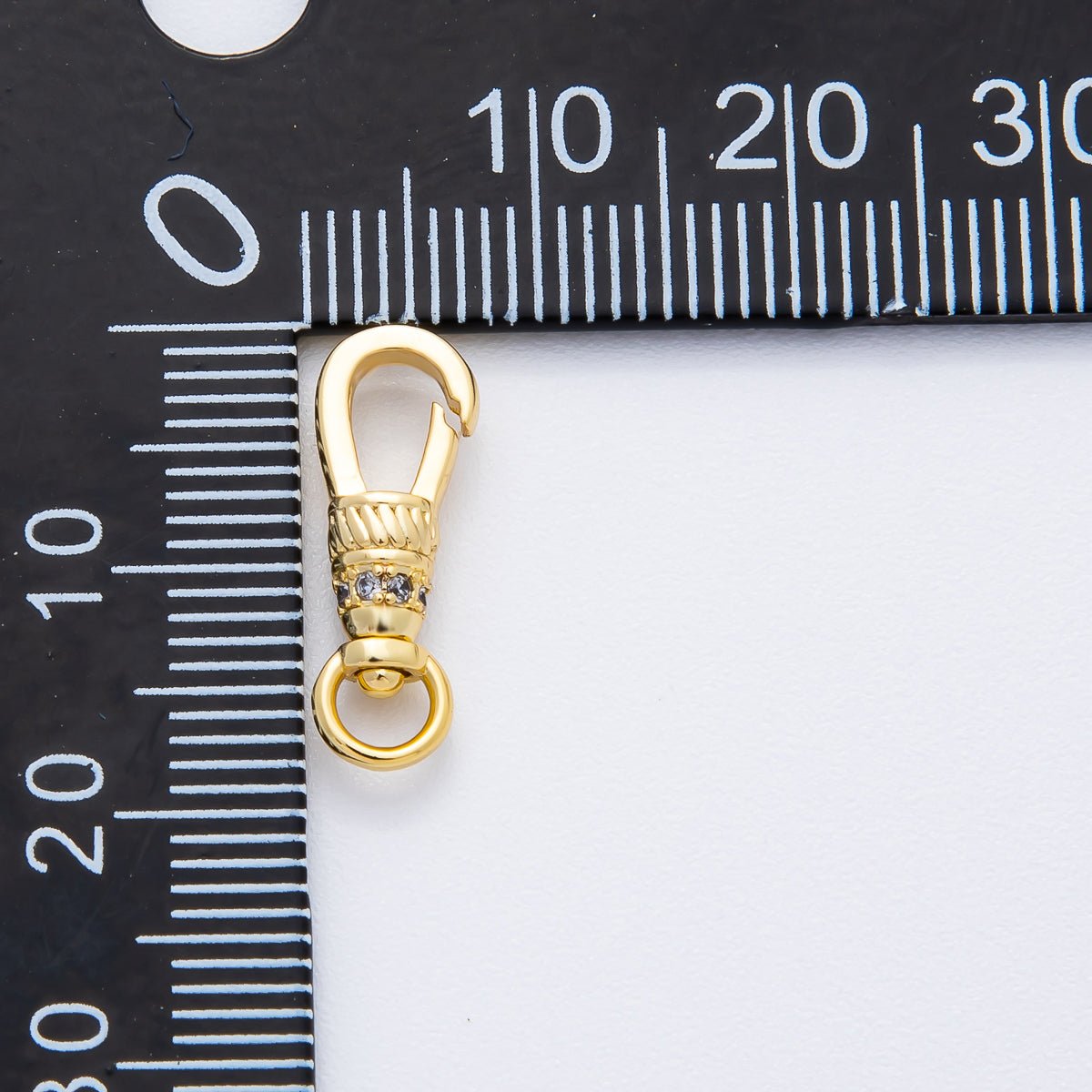 18K Gold Filled 18mm Micro Paved CZ Fancy Swivel Link Push Gate Clasp Charm Finding | Z1375 - DLUXCA