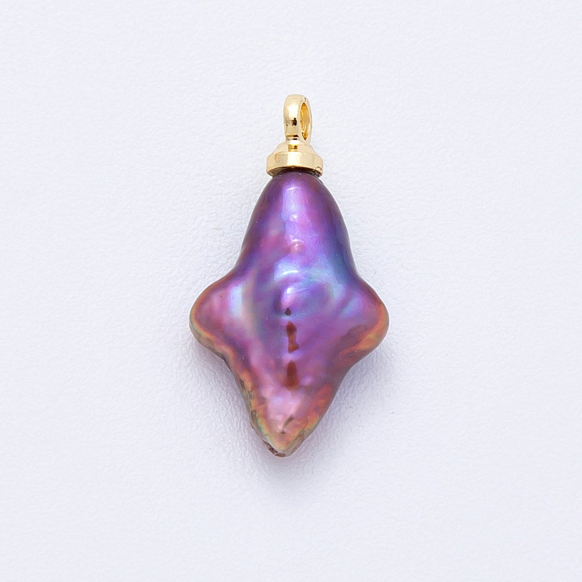 18K Gold Filled 18mm Purple Baroque Freshwater Pearl North Star Charm | Charms - 00476 - DLUXCA