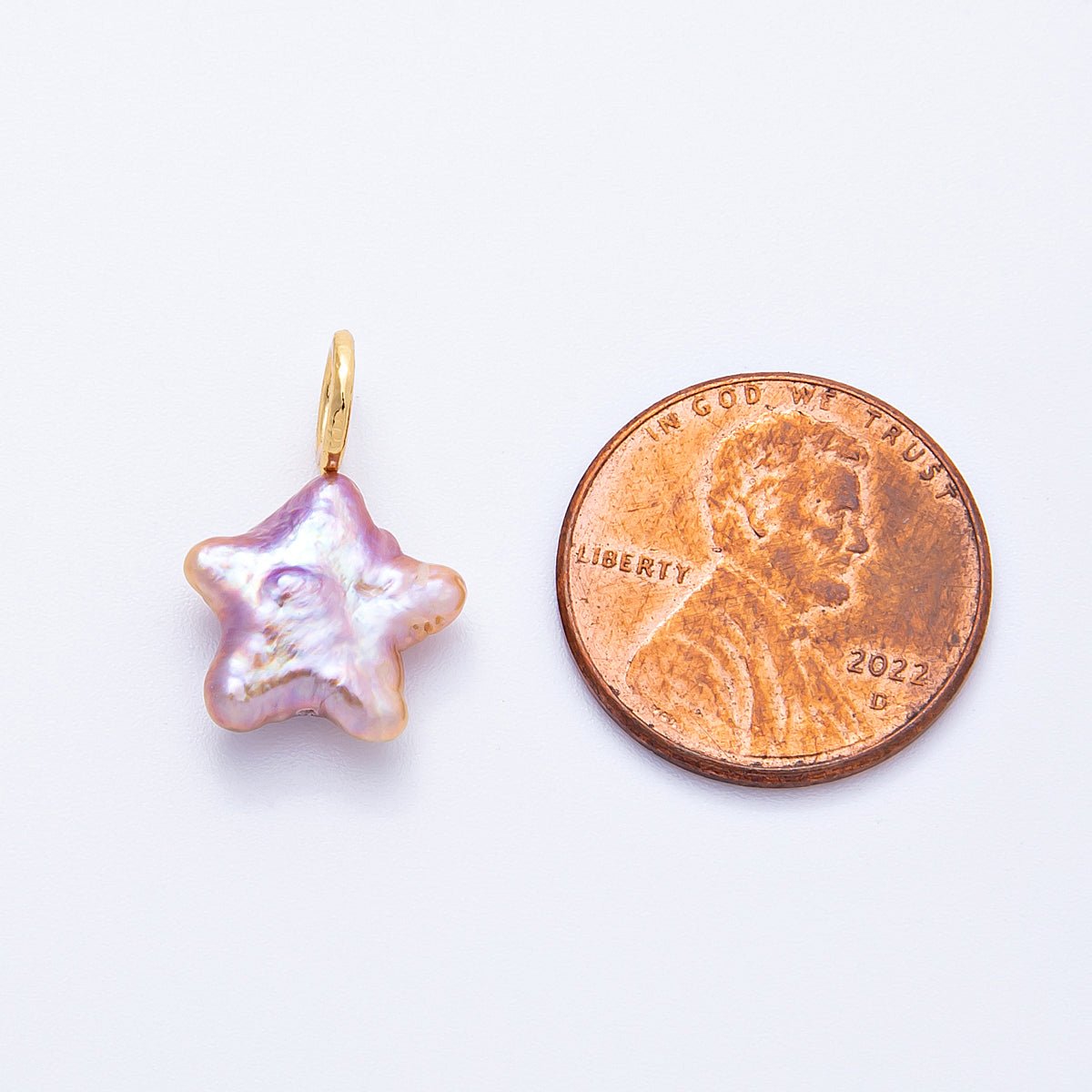 18K Gold Filled 18mm Purple, Pink, White Celestial Star Freshwater Pearl Pendant | Charms - 00431 - 00433 - DLUXCA