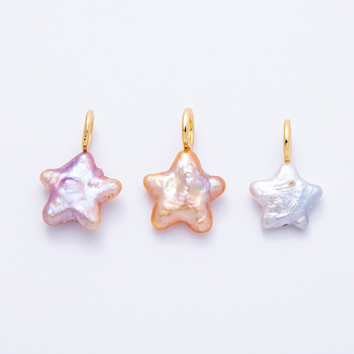 18K Gold Filled 18mm Purple, Pink, White Celestial Star Freshwater Pearl Pendant | Charms - 00431 - 00433 - DLUXCA