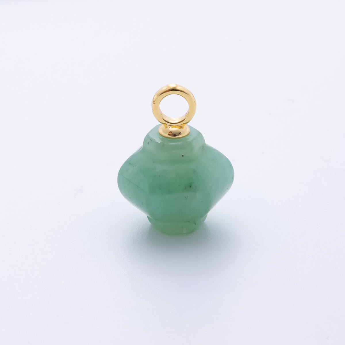 18K Gold Filled 18mm Quartz, Agate, Red Jasper Pumpkin Jar Gemstone Charm | AH830 - AJ831 - DLUXCA