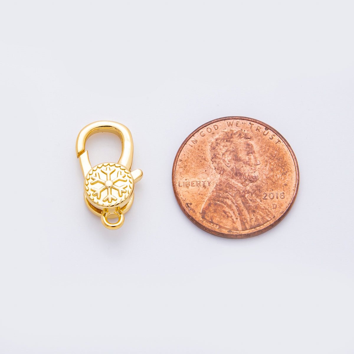 18K Gold Filled 18mm Winter Snowflake Lobster Clasp Charm Finding | Z1426 - DLUXCA
