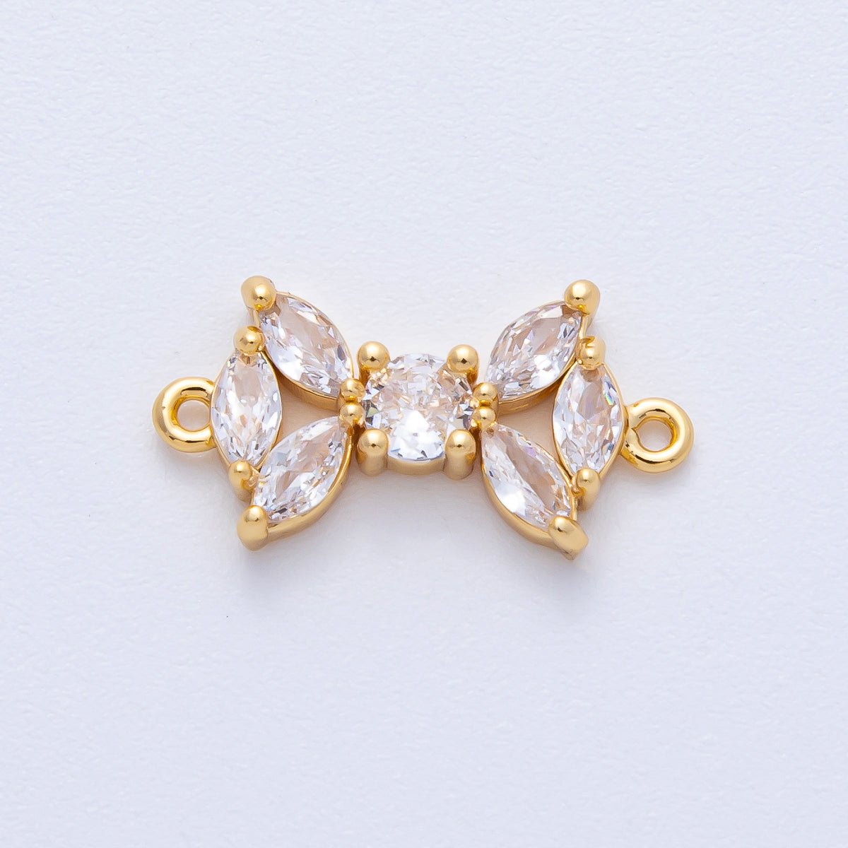 18K Gold Filled 19.3mm Clear CZ Marquise Geometric Connector | Connectors - 00001 - DLUXCA