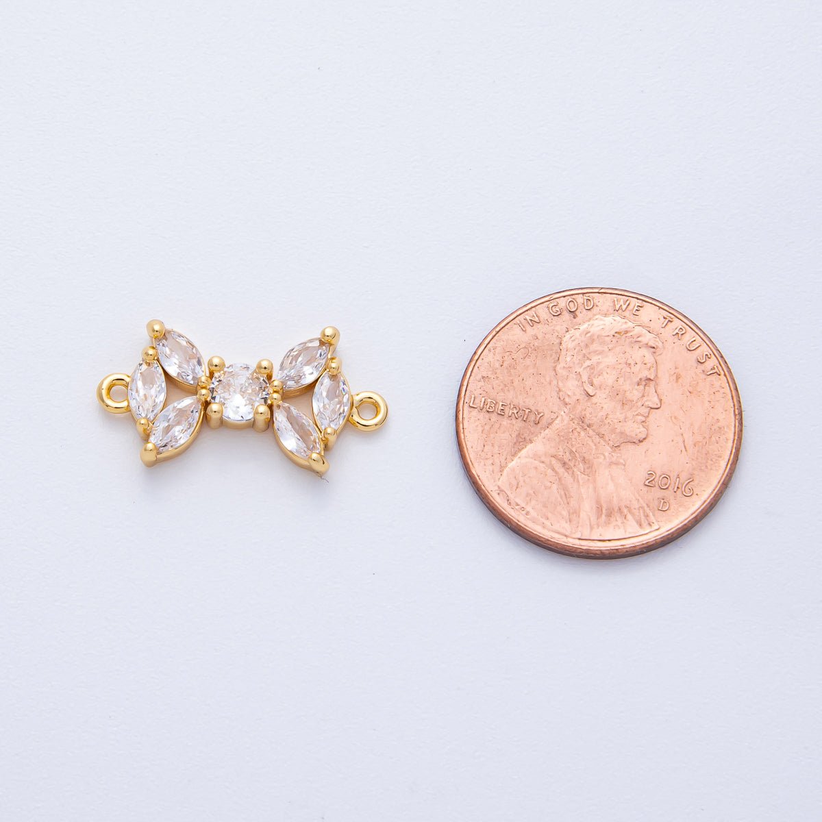 18K Gold Filled 19.3mm Clear CZ Marquise Geometric Connector | Connectors - 00001 - DLUXCA