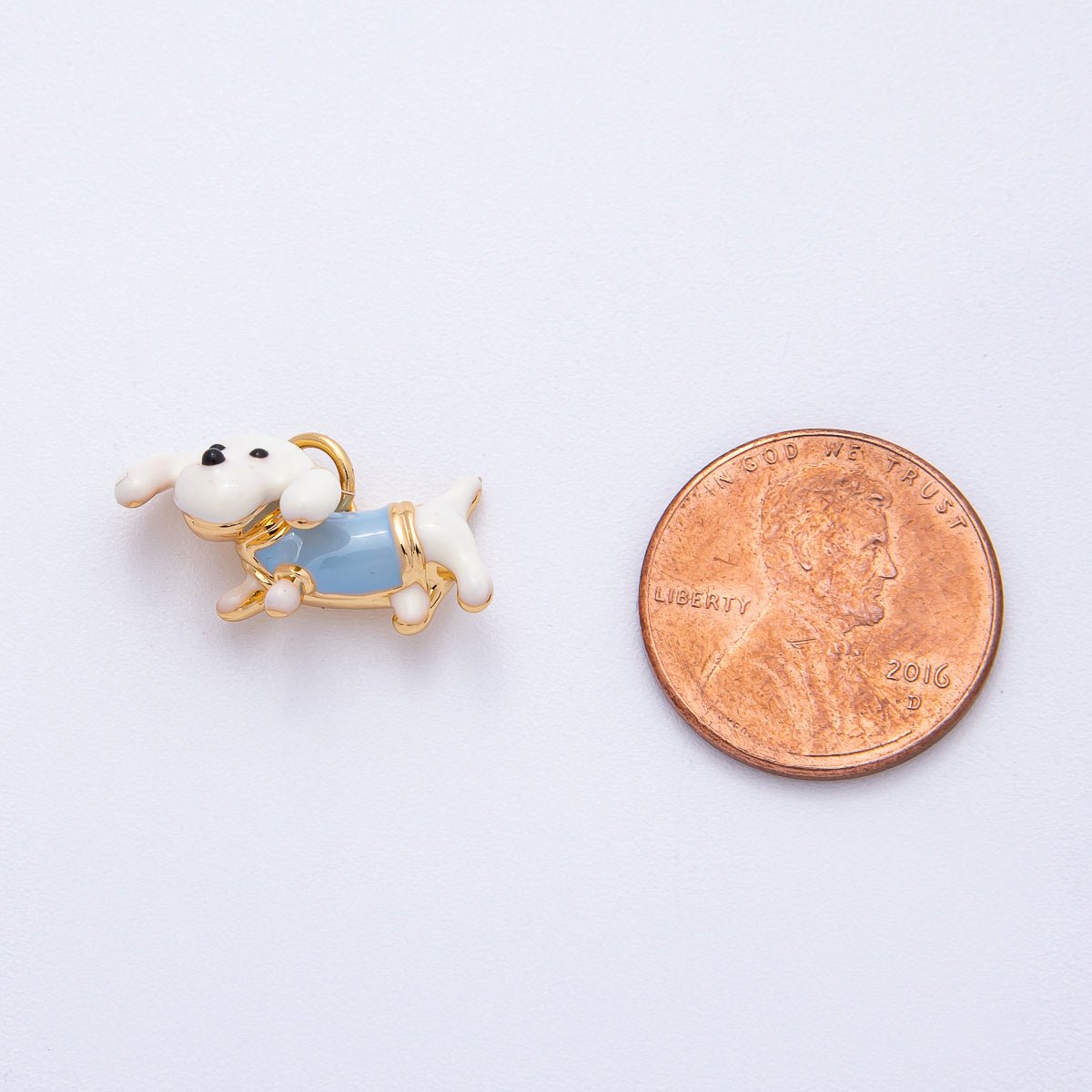 18K Gold Filled 19.5mm Dog Animal Pet Enamel Charm | AK048 - DLUXCA