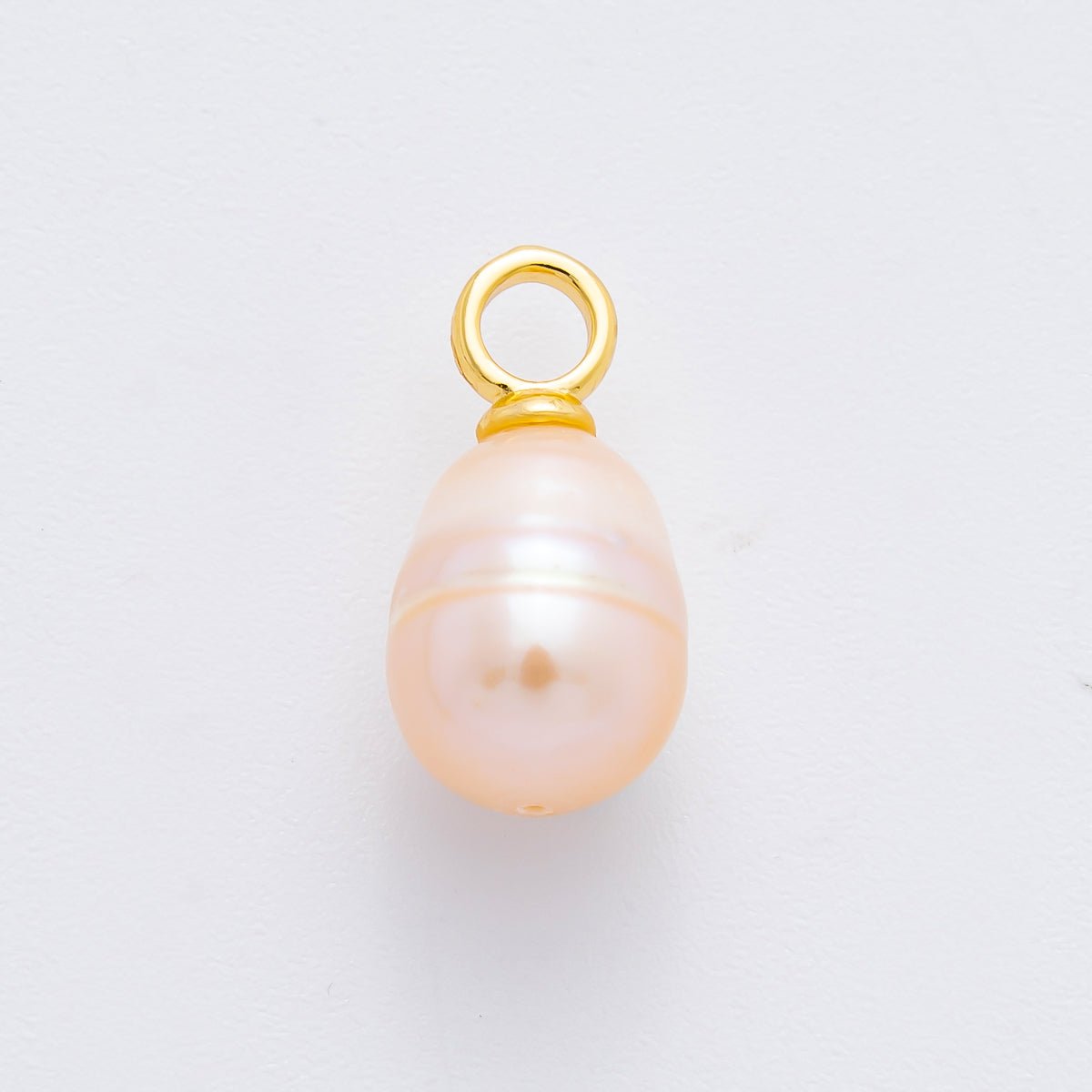 18K Gold Filled 19mm Champagne Shell Pearl Drop Charm | AF631 - DLUXCA