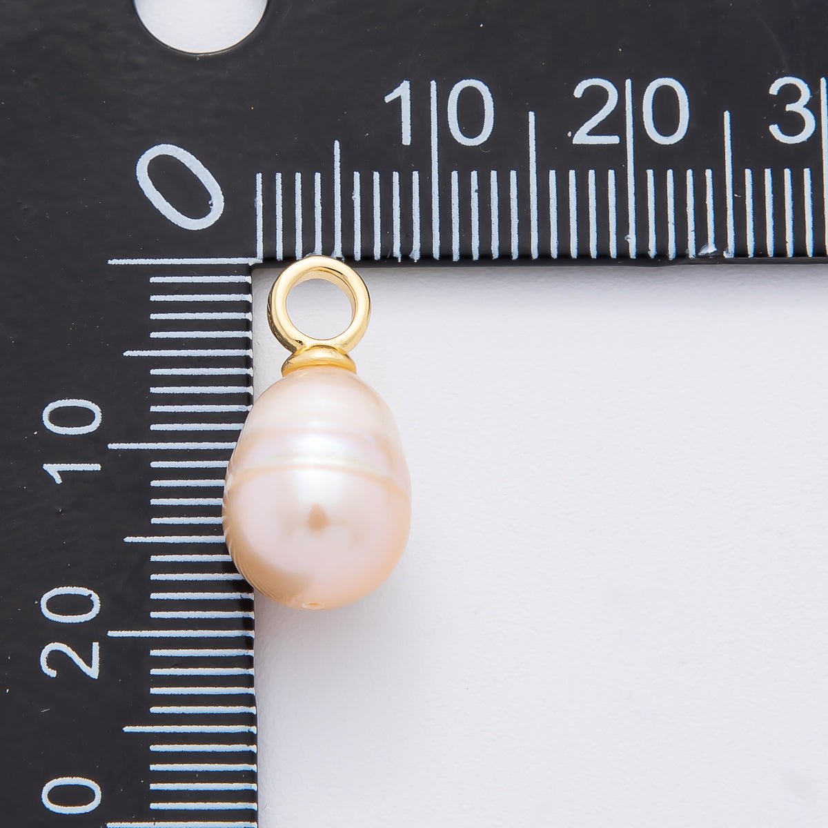 18K Gold Filled 19mm Champagne Shell Pearl Drop Charm | AF631 - DLUXCA