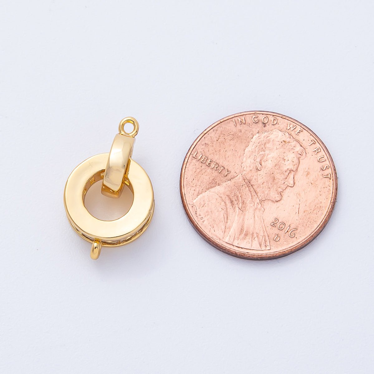 18K Gold Filled 19mm Clear CZ Baguette Round Connector Finding | CONNECTORS - 00002 - DLUXCA