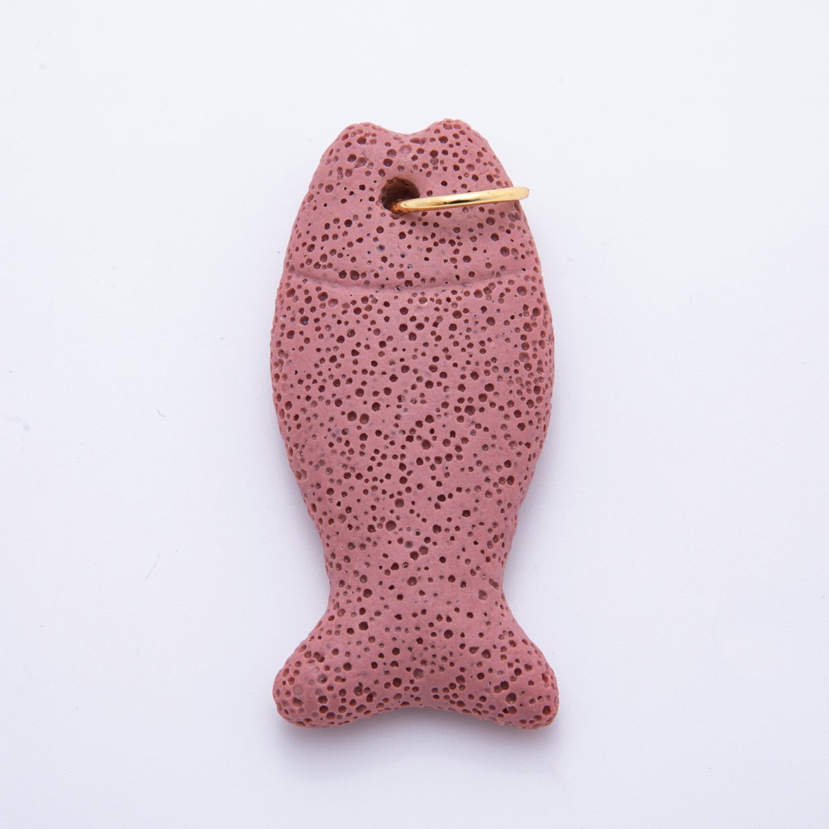 18K Gold Filled 19mm Green, Blue, Purple, Pink Textured Lava Stone Fish Charm | C724 C727 C730 - DLUXCA