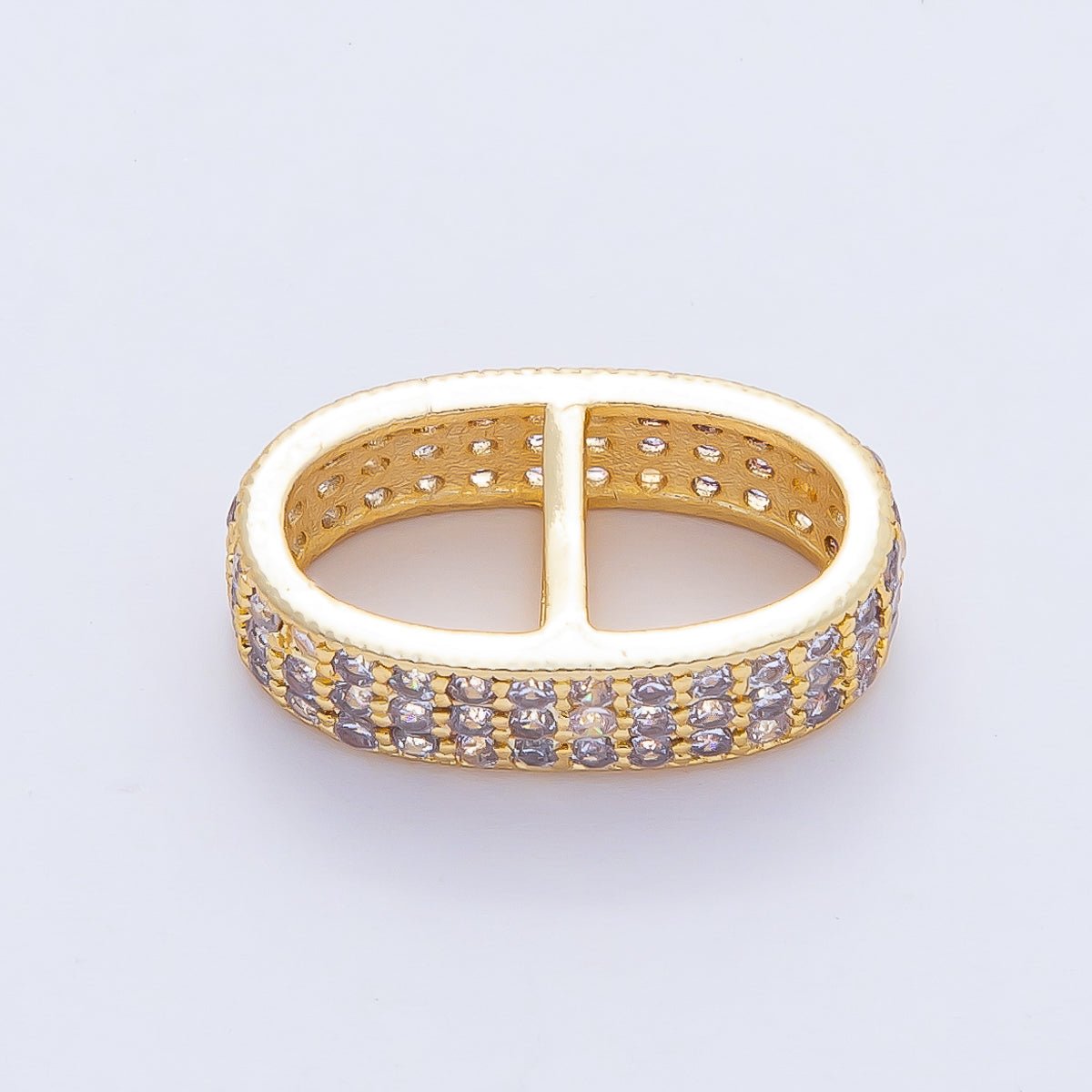 18K Gold Filled 19mm Micro Paved Anchor Mariner Bar Link Jewelry Findings | Z1474 - DLUXCA