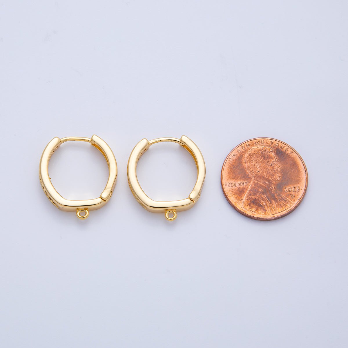 18K Gold Filled 19mm Micro Paved CZ Drop Huggie Earring Finding | Z1654 - DLUXCA