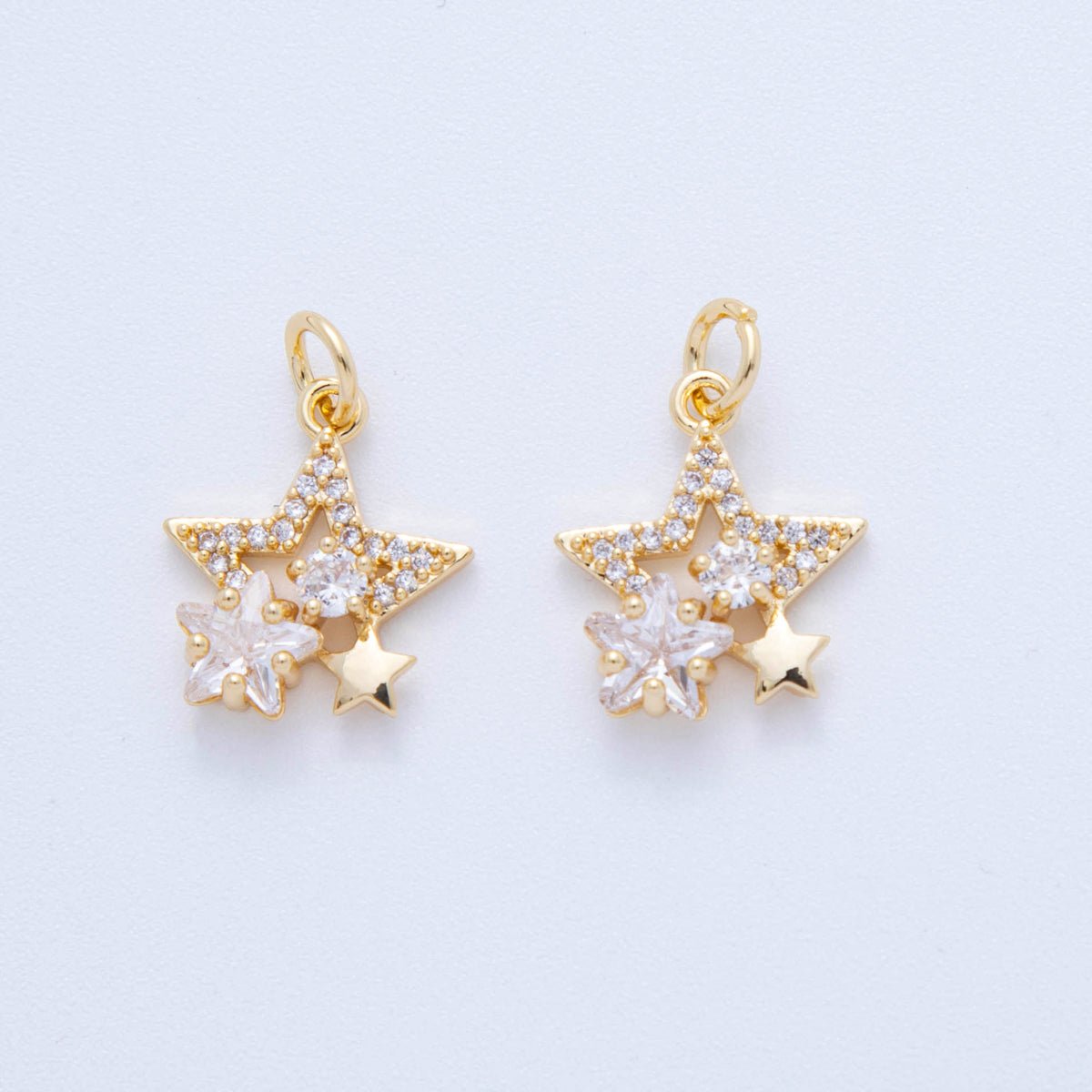 18K Gold Filled 19mm Micro Paved CZ Starry Night Charm | AF824 - DLUXCA