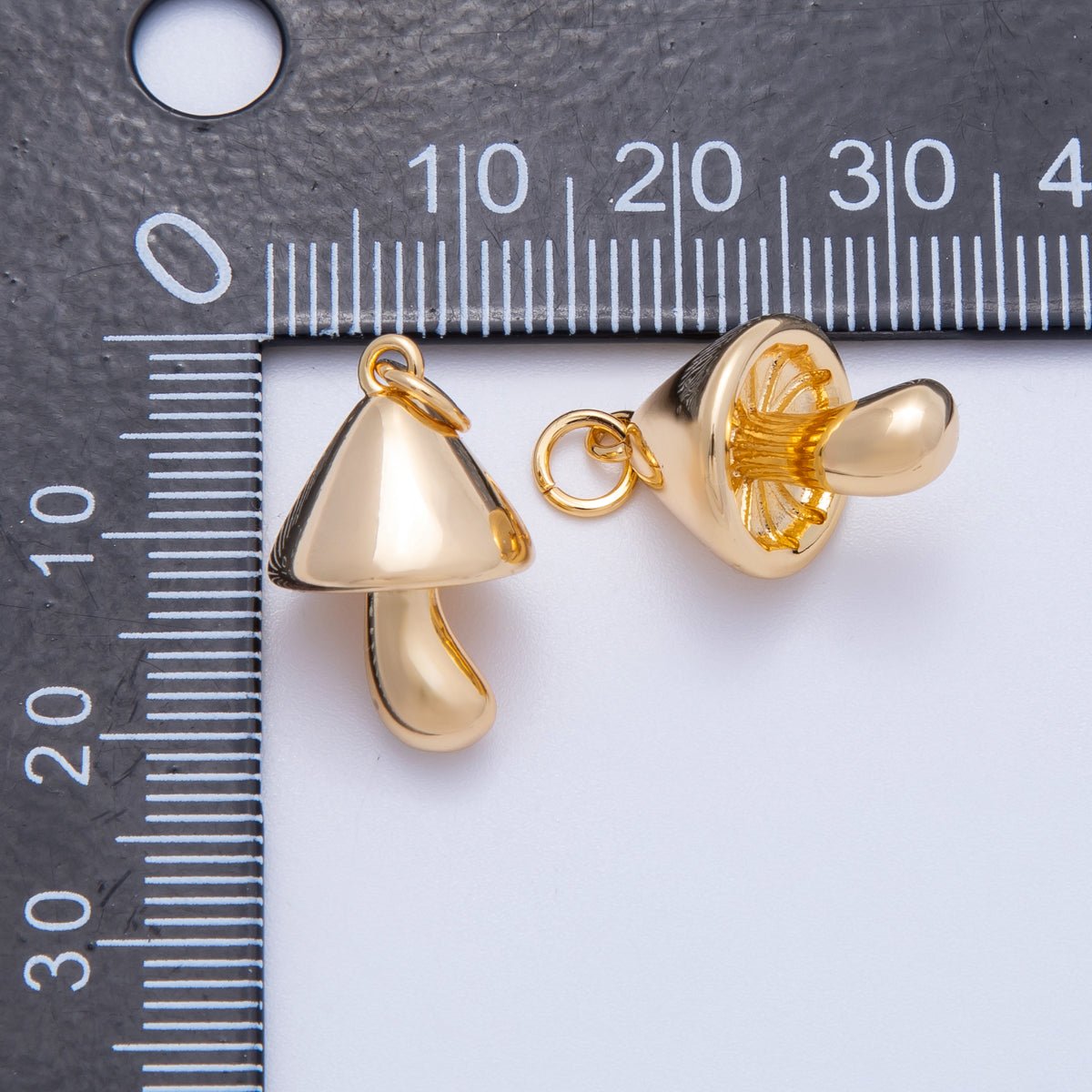 18K Gold Filled 19mm Minimalist Mushroom 3D Multidimensional Charm | Charms - 00426 - DLUXCA