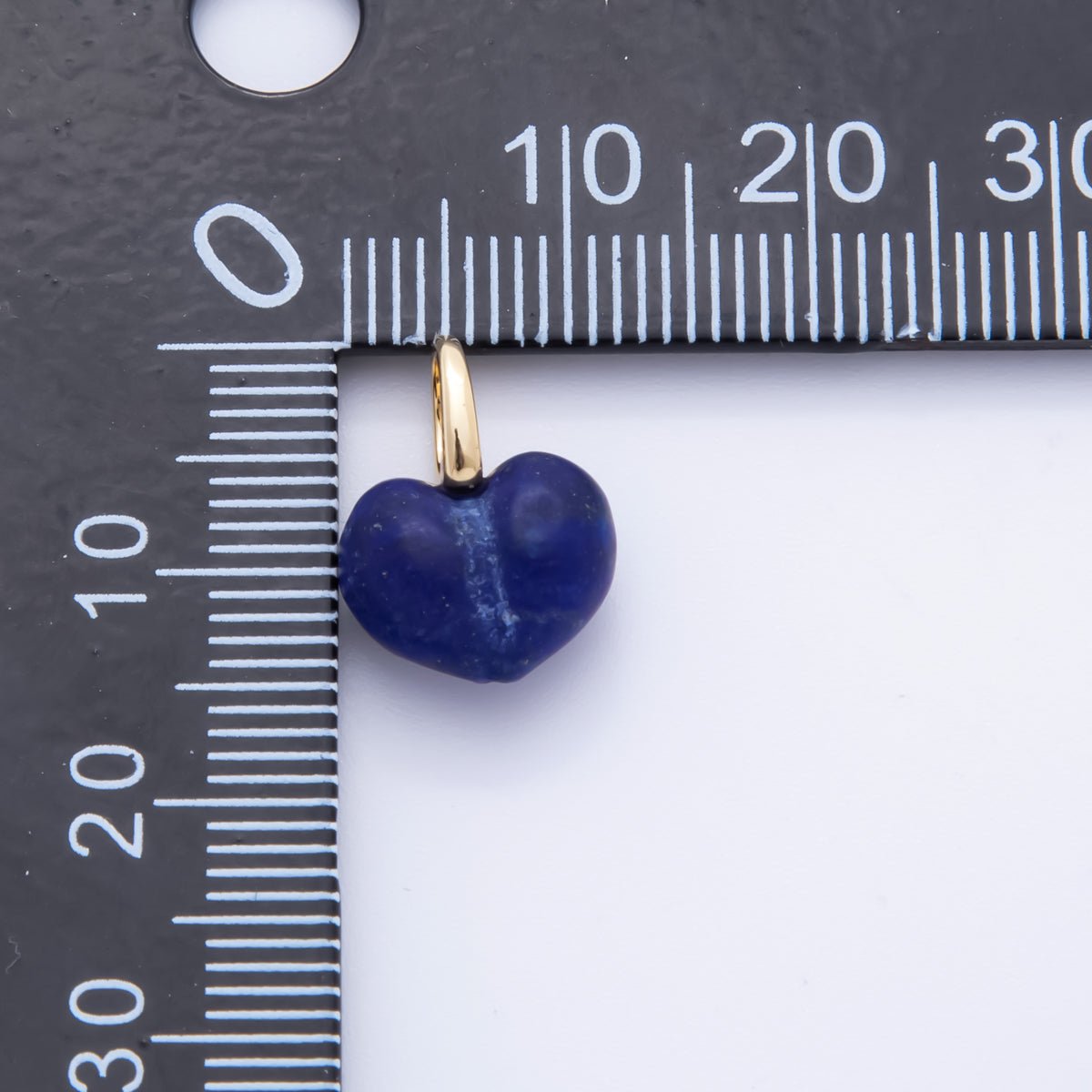 18K Gold Filled 19mm Natural Gemstone Lapis Royal Blue Heart Charm | AH - 946 - DLUXCA