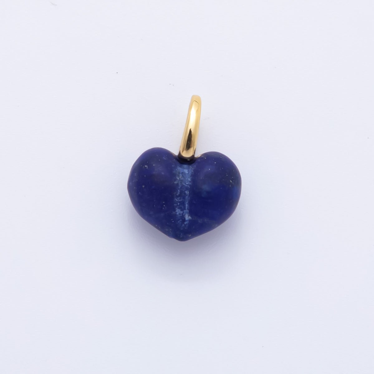 18K Gold Filled 19mm Natural Gemstone Lapis Royal Blue Heart Charm | AH - 946 - DLUXCA