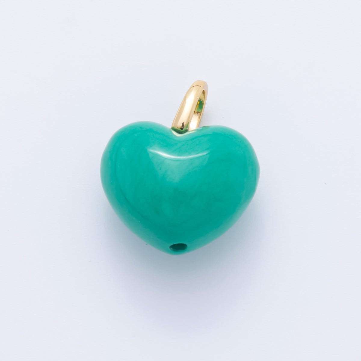 18K Gold Filled 19mm Natural Gemstone Magnesite Green Heart Charm | AH - 945 - DLUXCA