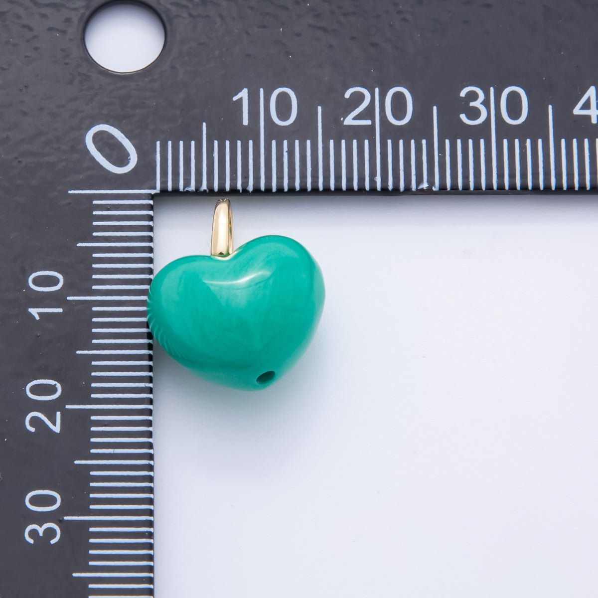 18K Gold Filled 19mm Natural Gemstone Magnesite Green Heart Charm | AH - 945 - DLUXCA