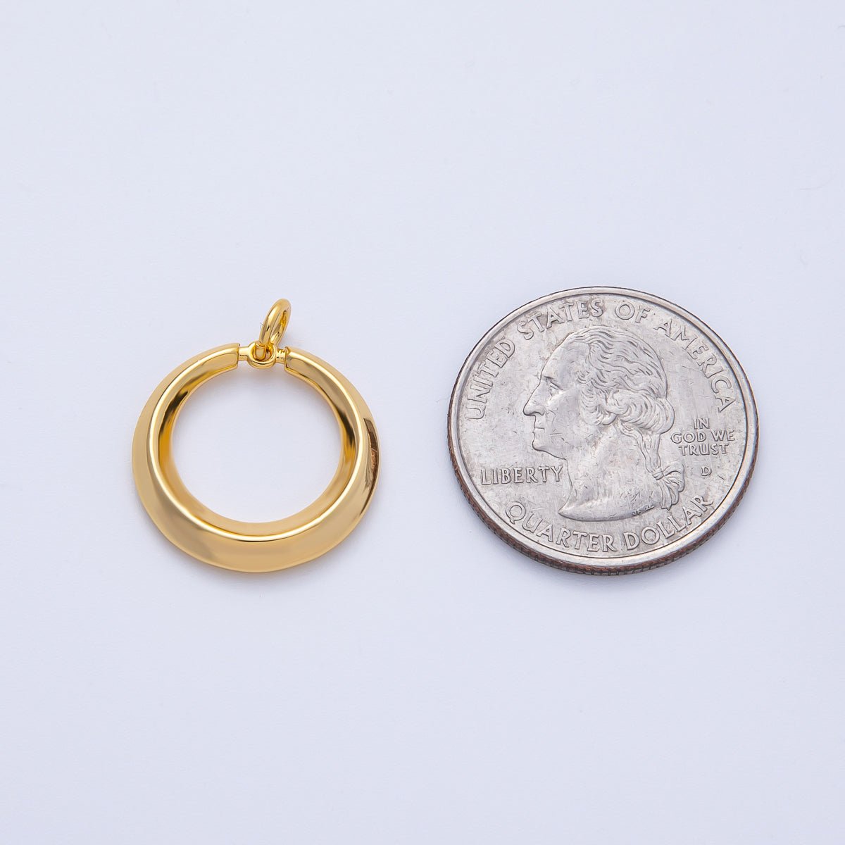 18K Gold Filled 19mm Open Edged Circle Round Geometric Charm | AK120 - DLUXCA