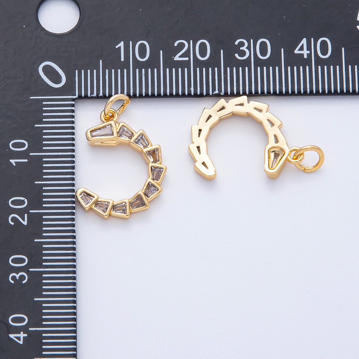 18K Gold Filled 19mm Snake Geometric CZ C - Shaped Charm | Charms - 00051 - DLUXCA