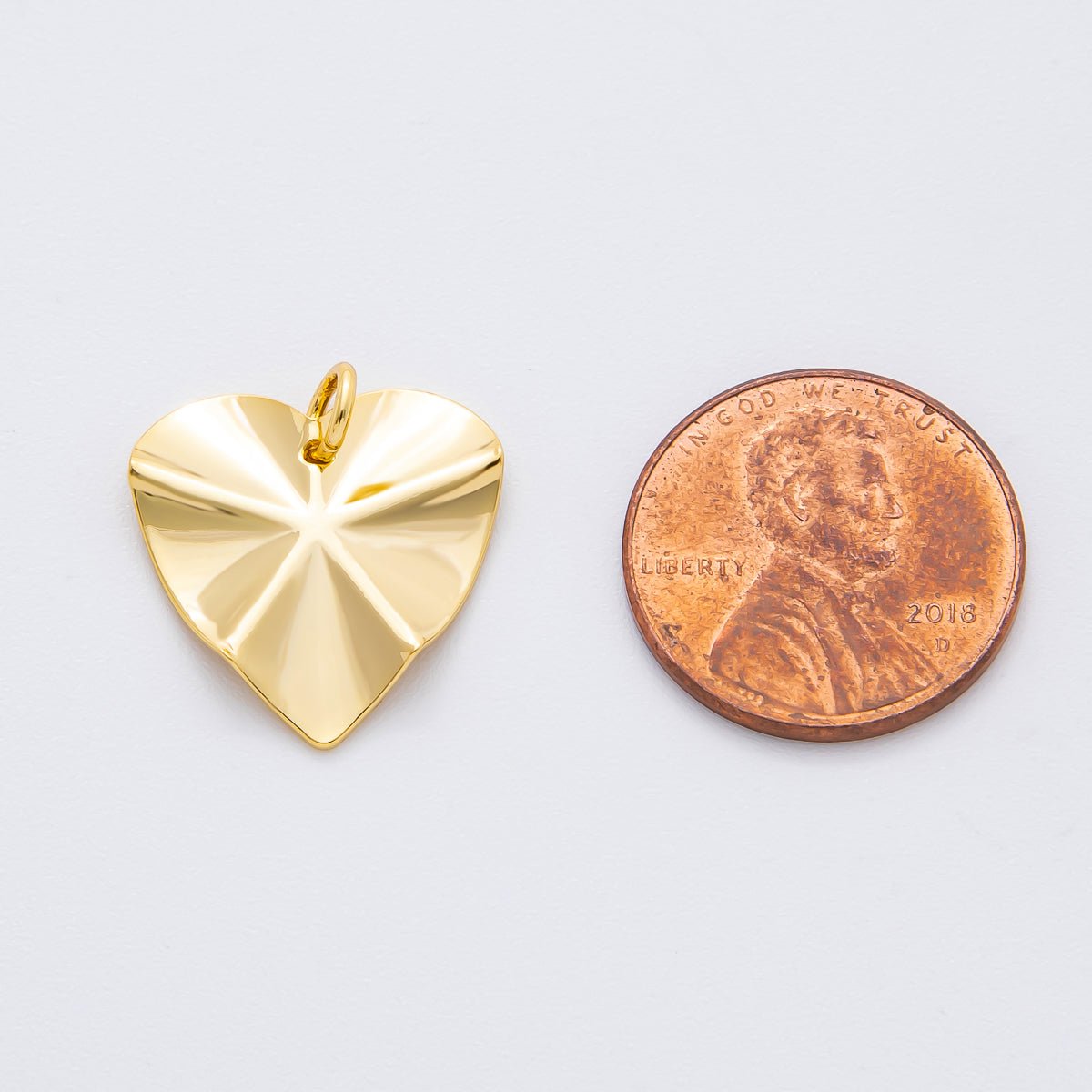 18K Gold Filled 19mm Sunburst Freeform Heart Shape Charm | N - A1973 - DLUXCA