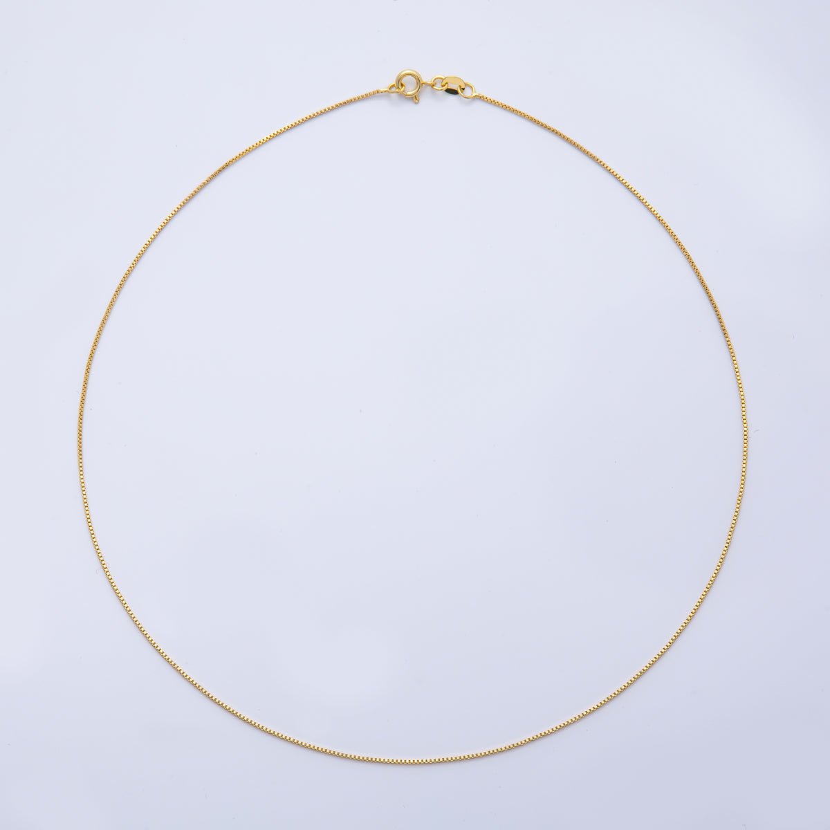 18K Gold Filled 1mm Minimalist Box Chain 17.5 Inch Necklace | WA - 3987 - DLUXCA