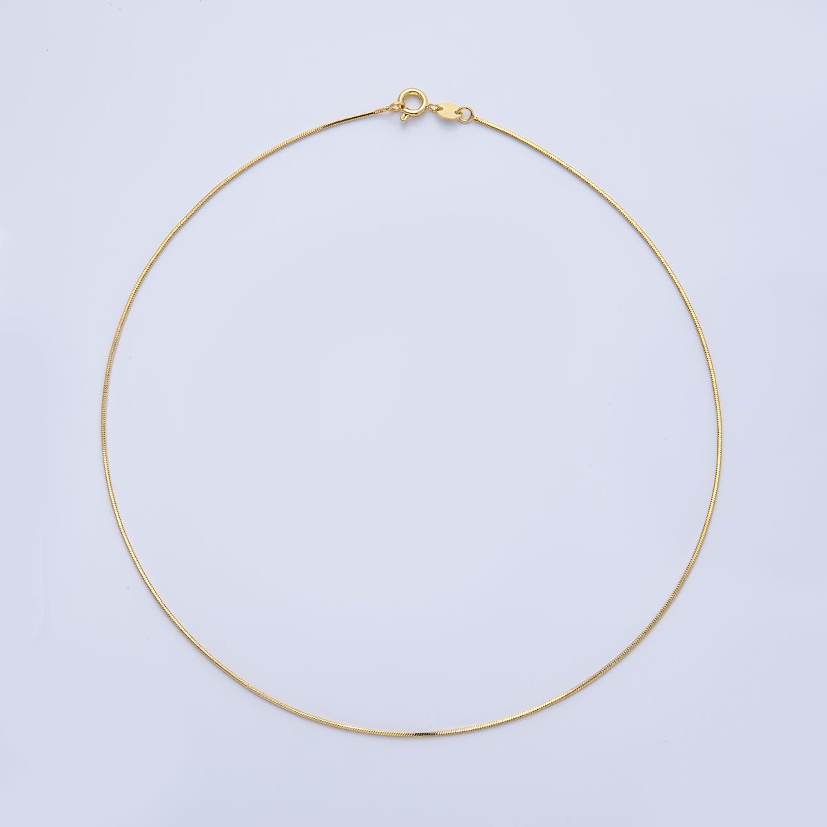 18K Gold Filled 1mm Minimalist Snake Chain 15.16 Inch Choker Necklace | WA - 3992 - DLUXCA