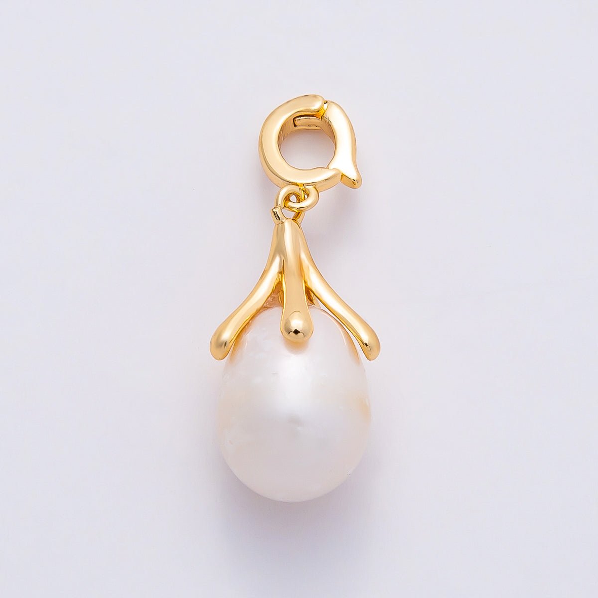 18K Gold Filled 20 Shell Pearl Flower Snap Rondelle Drop Pendant | Charms-01078 - DLUXCA