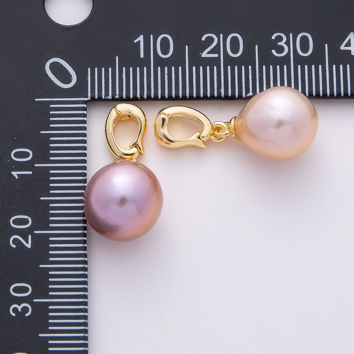 18K Gold Filled 20 White, Pink Freshwater Pearl Snap Rondelle Drop Pendant | Charms-01079 Charms-01080 - DLUXCA
