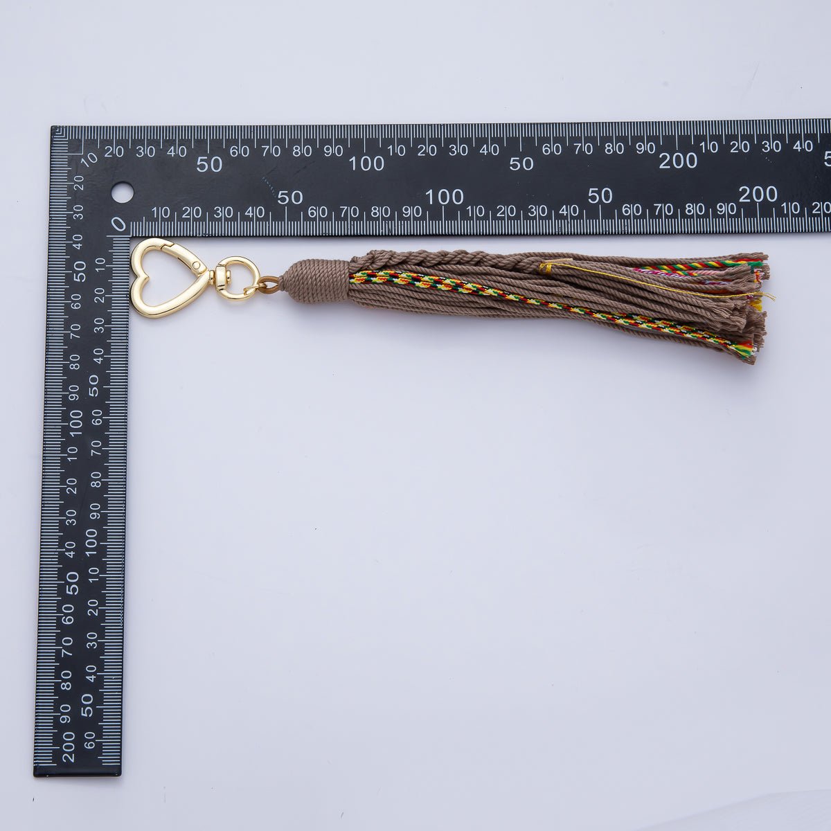 18K Gold Filled 200mm Red, Khaki, Pink Mixed - Knot Tweed Cord Heart Push Gate Keychain Accessories | WB - 00220 ~ WB - 00228 - DLUXCA