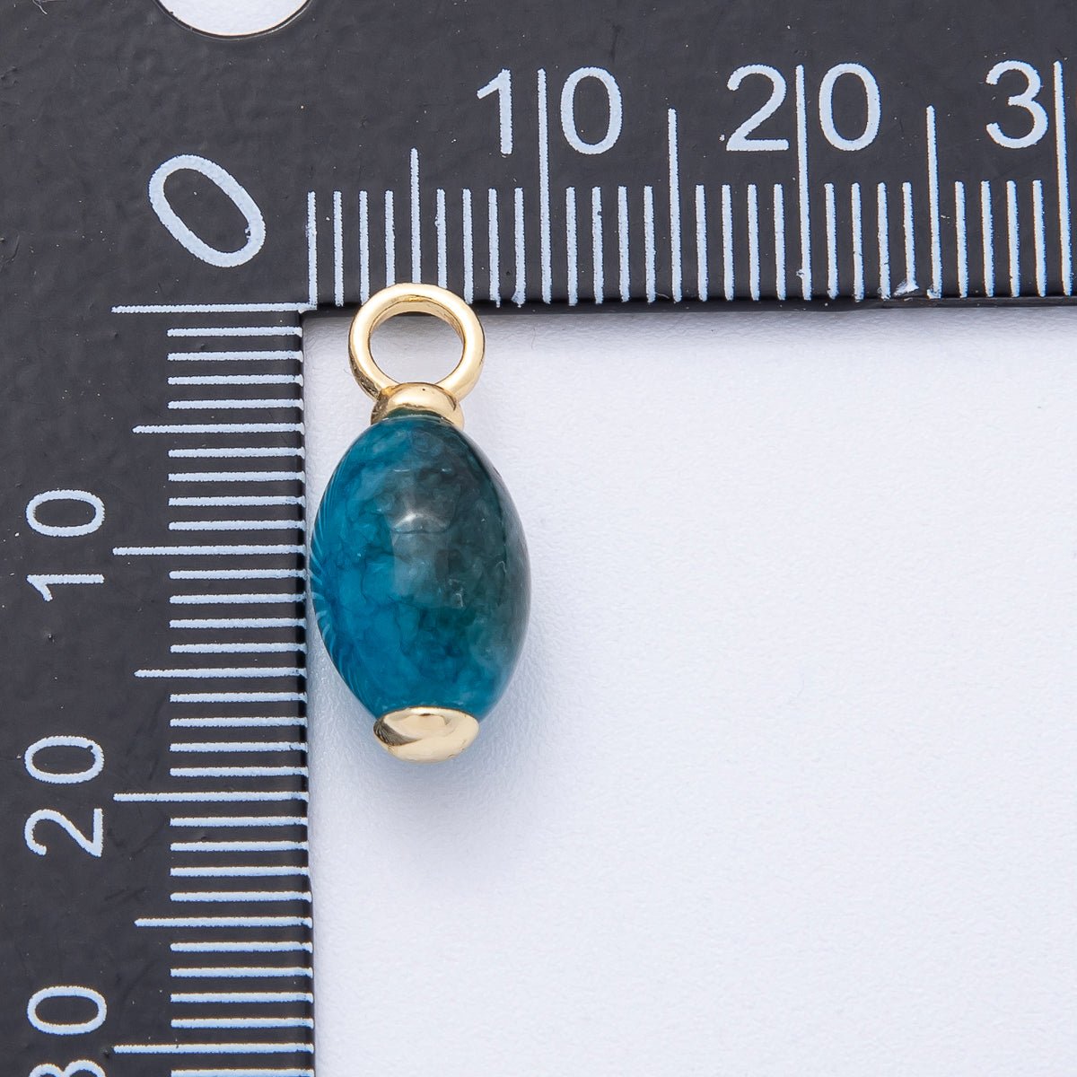 18K Gold Filled 20mm Blue Calcite Gemstone Drop Charm | AK143 - DLUXCA