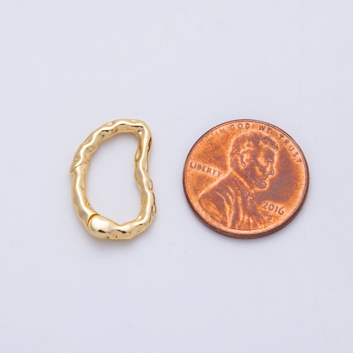 18K Gold Filled 20mm Hammered Irregular Push Gate Clasp Closure | Findings - 00062 - DLUXCA