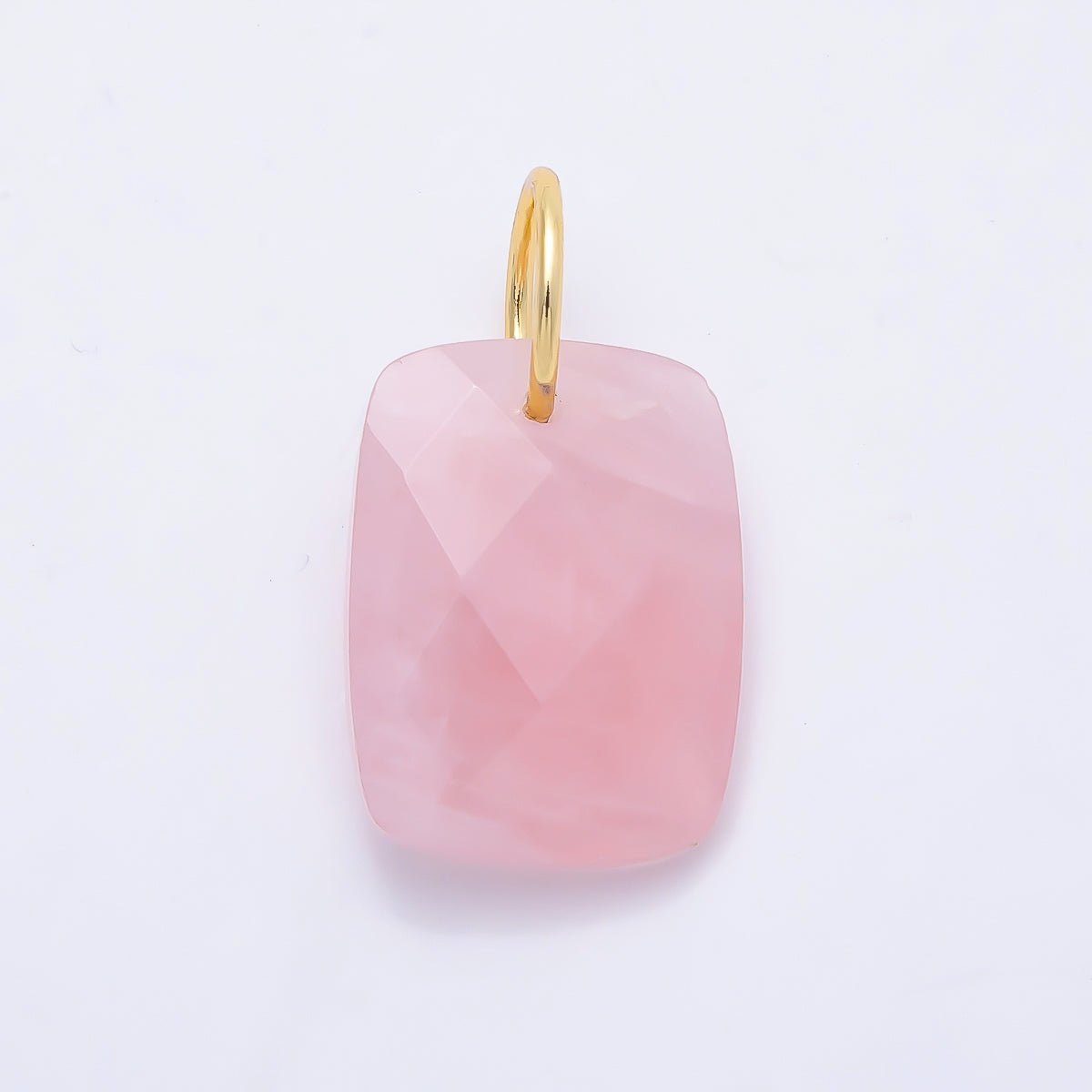 18K Gold Filled 20mm Lapis Lazuli, Turquoise, Rose Quartz, Tiger Eye Multifaceted Gemstone Rectangle Charm | Charms-01421 ~ Charms-01423 - DLUXCA