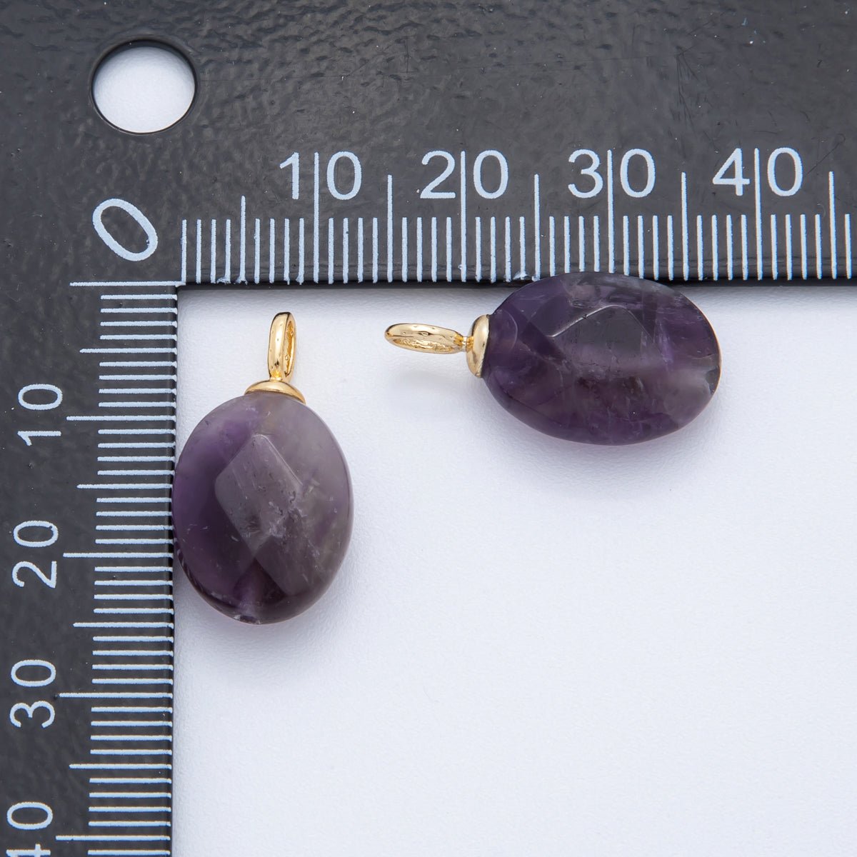 18K Gold Filled 20mm Multifaceted Gemstone Oval Drop Pendant | AF797 - AF800 - DLUXCA