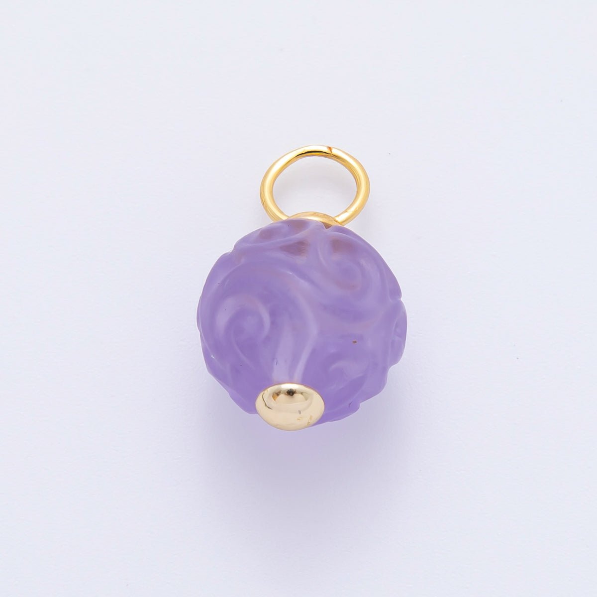 18K Gold Filled 20mm Natural Gemstone Fluorite Textured Ball Charm | E011 E019 - DLUXCA