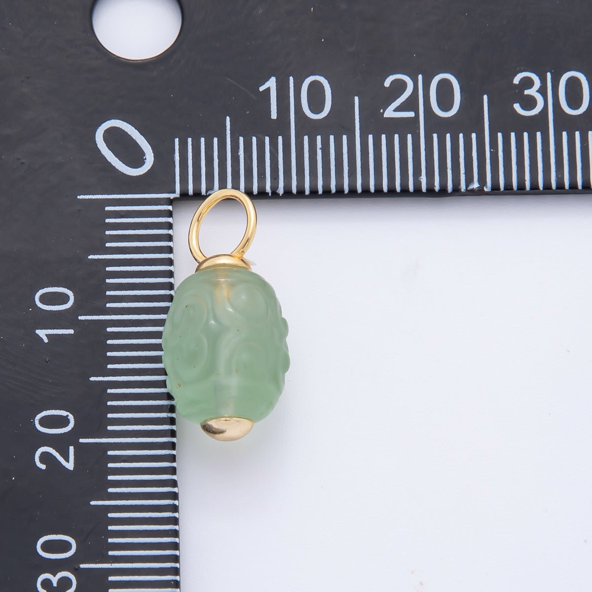18K Gold Filled 20mm Natural Gemstone Fluorite Textured Barrel Tube Bail Charm | E042 E068 - DLUXCA