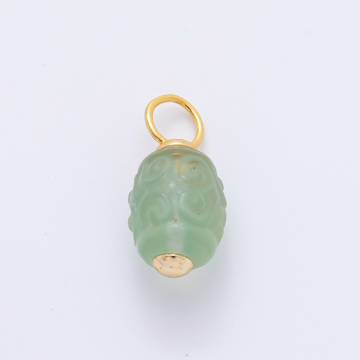 18K Gold Filled 20mm Natural Gemstone Fluorite Textured Barrel Tube Bail Charm | E042 E068 - DLUXCA