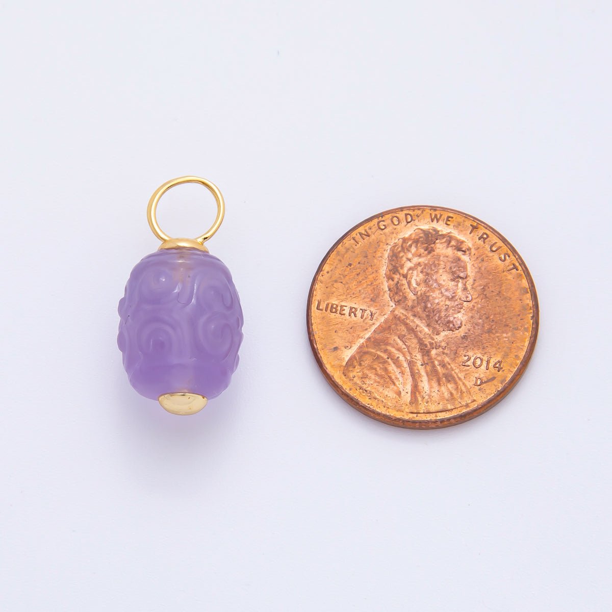 18K Gold Filled 20mm Natural Gemstone Fluorite Textured Barrel Tube Bail Charm | E042 E068 - DLUXCA