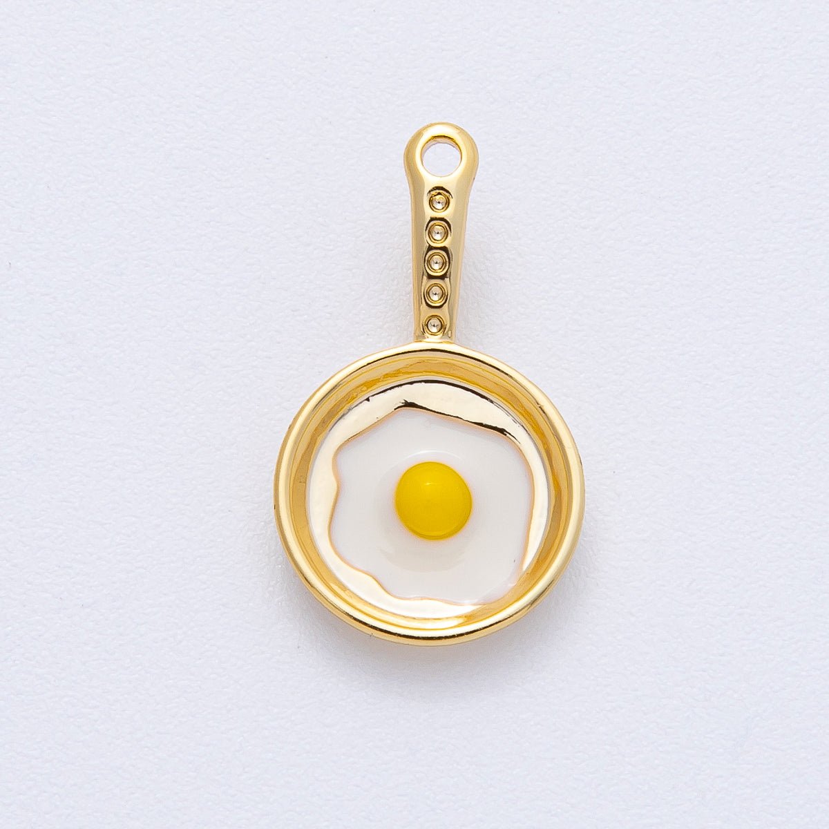 18K Gold Filled 20mm Sunny Side Egg Frying Pan Culinary Food Pendant | AF1218 - DLUXCA
