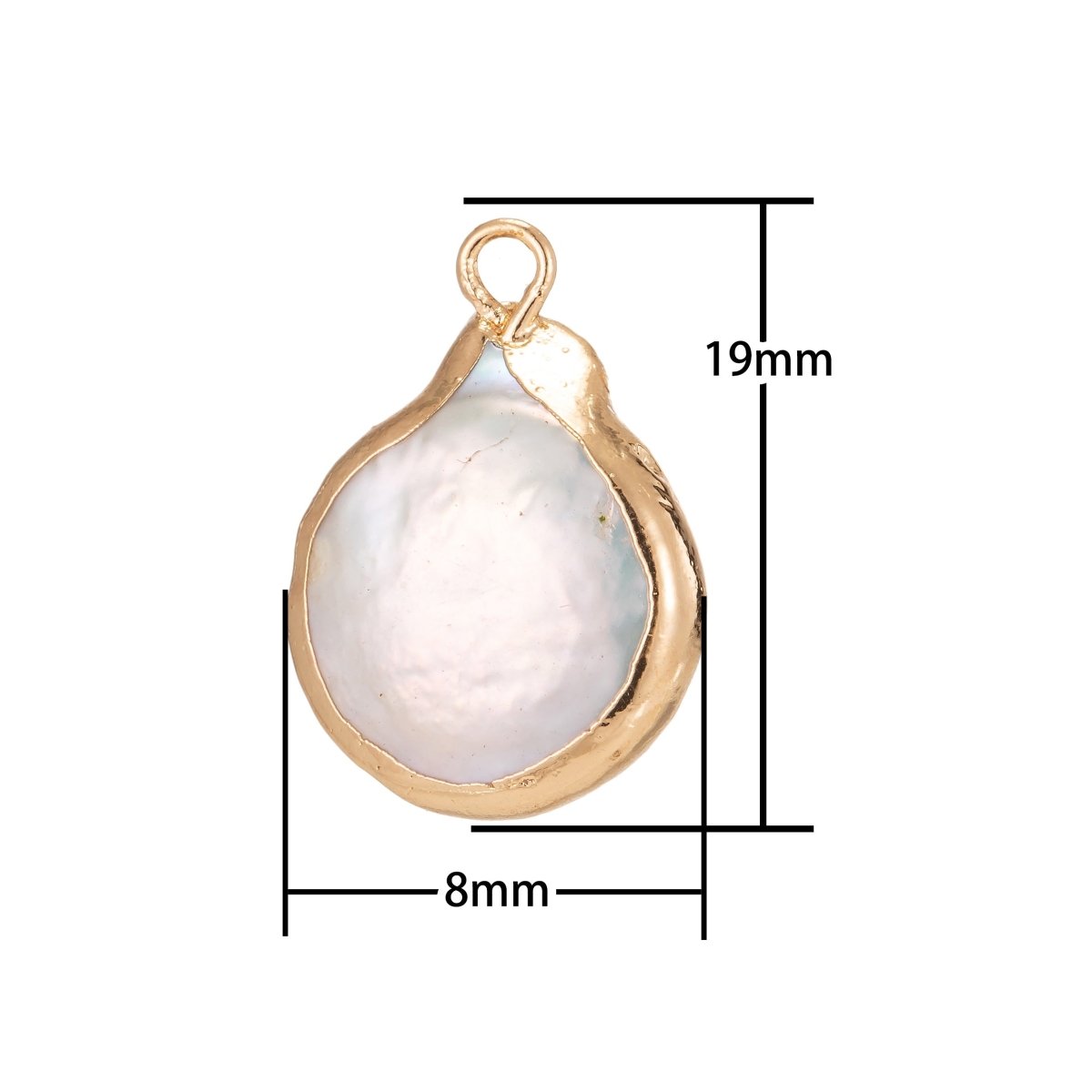 18K Gold Filled 20mm Teardrop Keshi Freshwater Pearl Dipped Charm | P1594 - DLUXCA