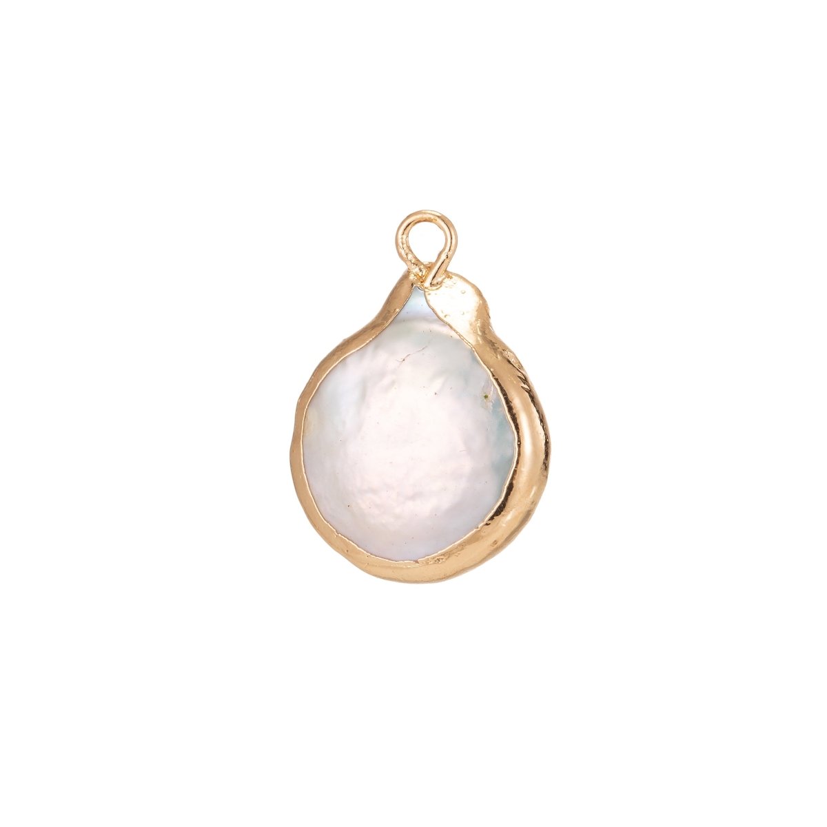 18K Gold Filled 20mm Teardrop Keshi Freshwater Pearl Dipped Charm | P1594 - DLUXCA