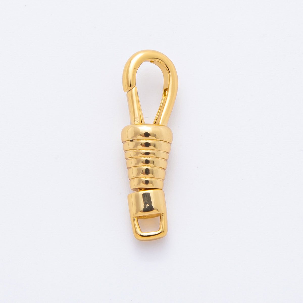 18K Gold Filled 20mm Tiny Ribbed Grip Push Gate Clasp with Swivel Charm Finding | Z1380 - DLUXCA