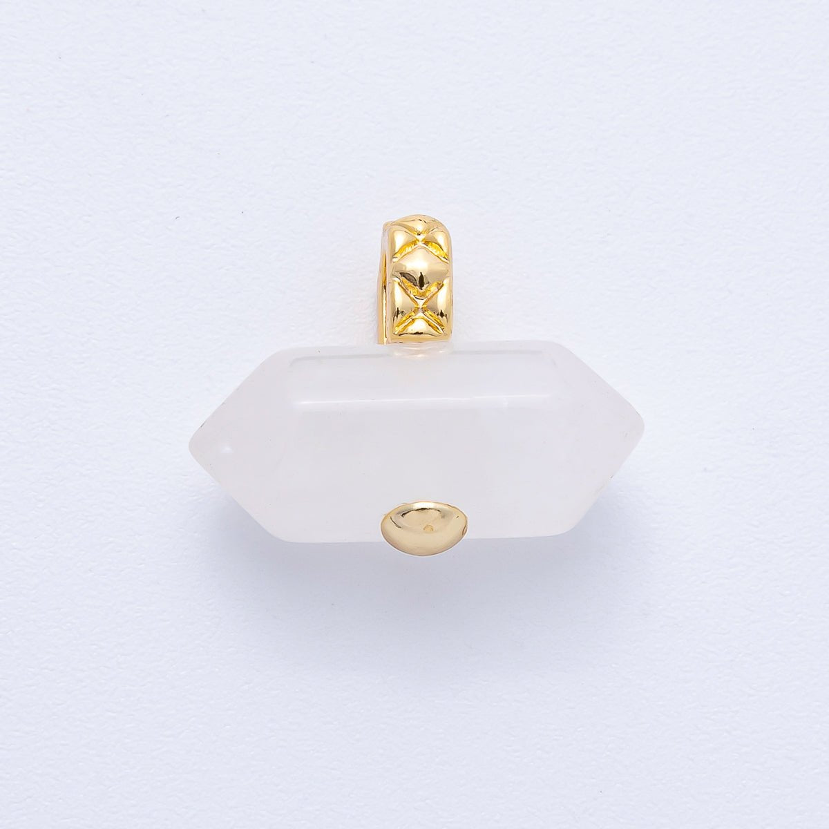 18K Gold Filled 21.3mm Natural Gemstone Point Croissant Pendant | AK129 - AK132 - DLUXCA