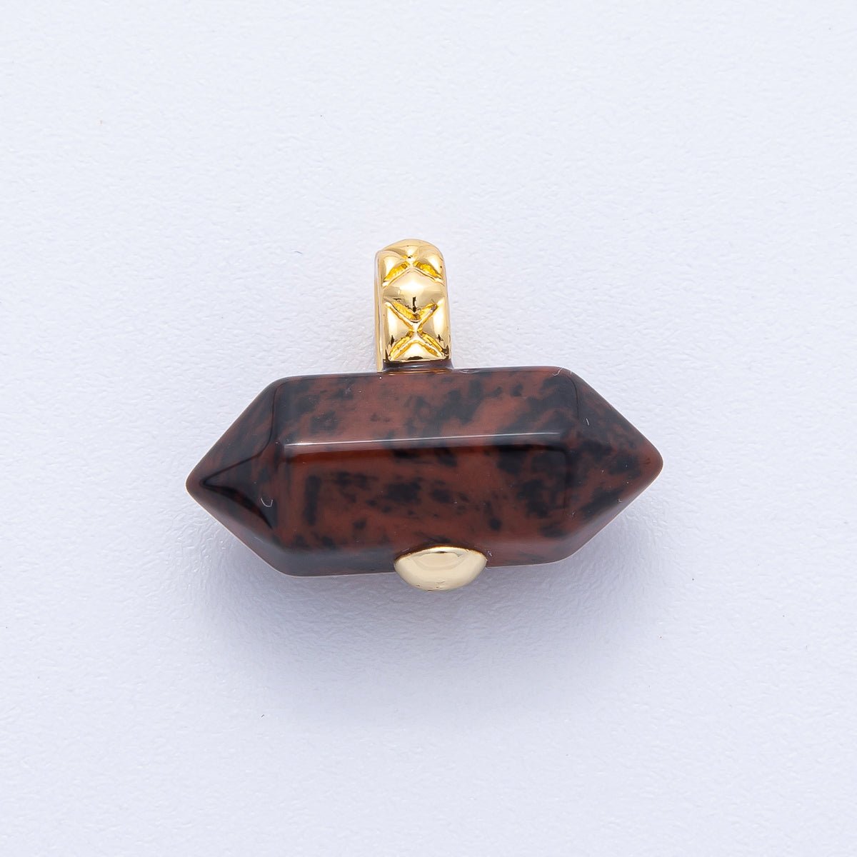 18K Gold Filled 21.3mm Natural Gemstone Point Croissant Pendant | AK129 - AK132 - DLUXCA