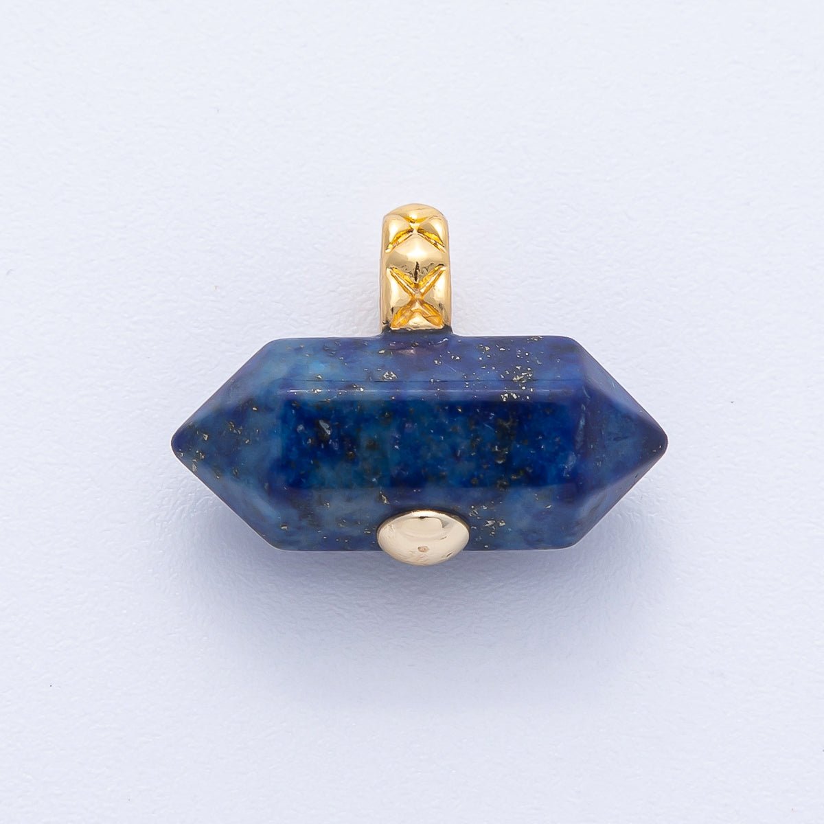 18K Gold Filled 21.3mm Natural Gemstone Point Croissant Pendant | AK129 - AK132 - DLUXCA