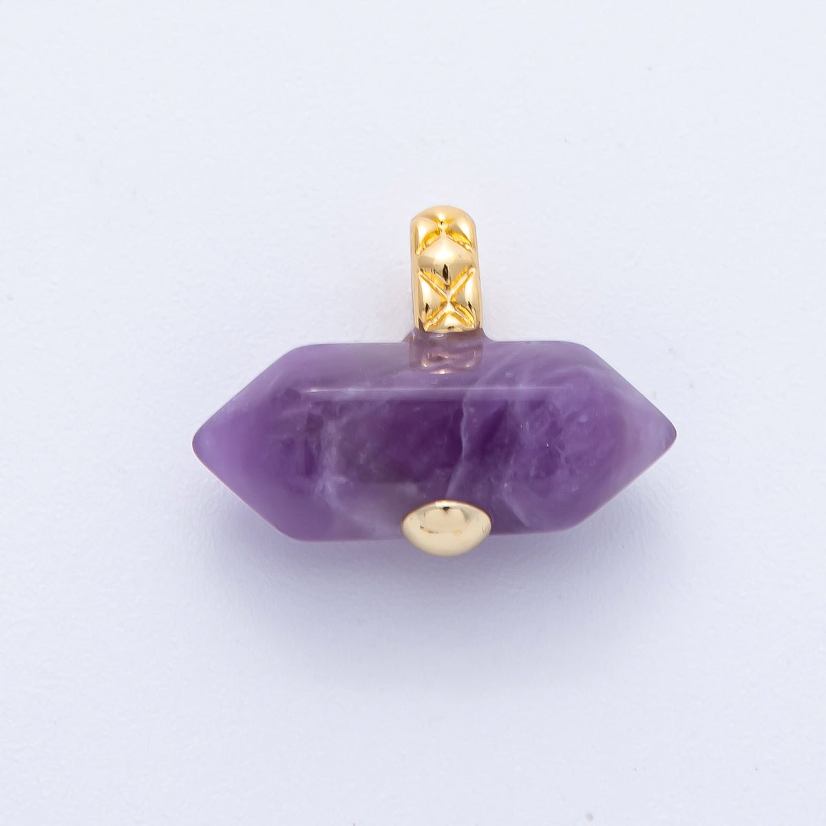 18K Gold Filled 21.3mm Natural Gemstone Point Croissant Pendant | AK129 - AK132 - DLUXCA
