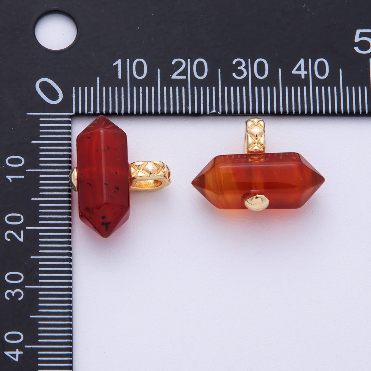 18k Gold Filled 21mm Carnelian Hexagonal Point Natural Gemstone Charm Pendant | AK - 217 - DLUXCA