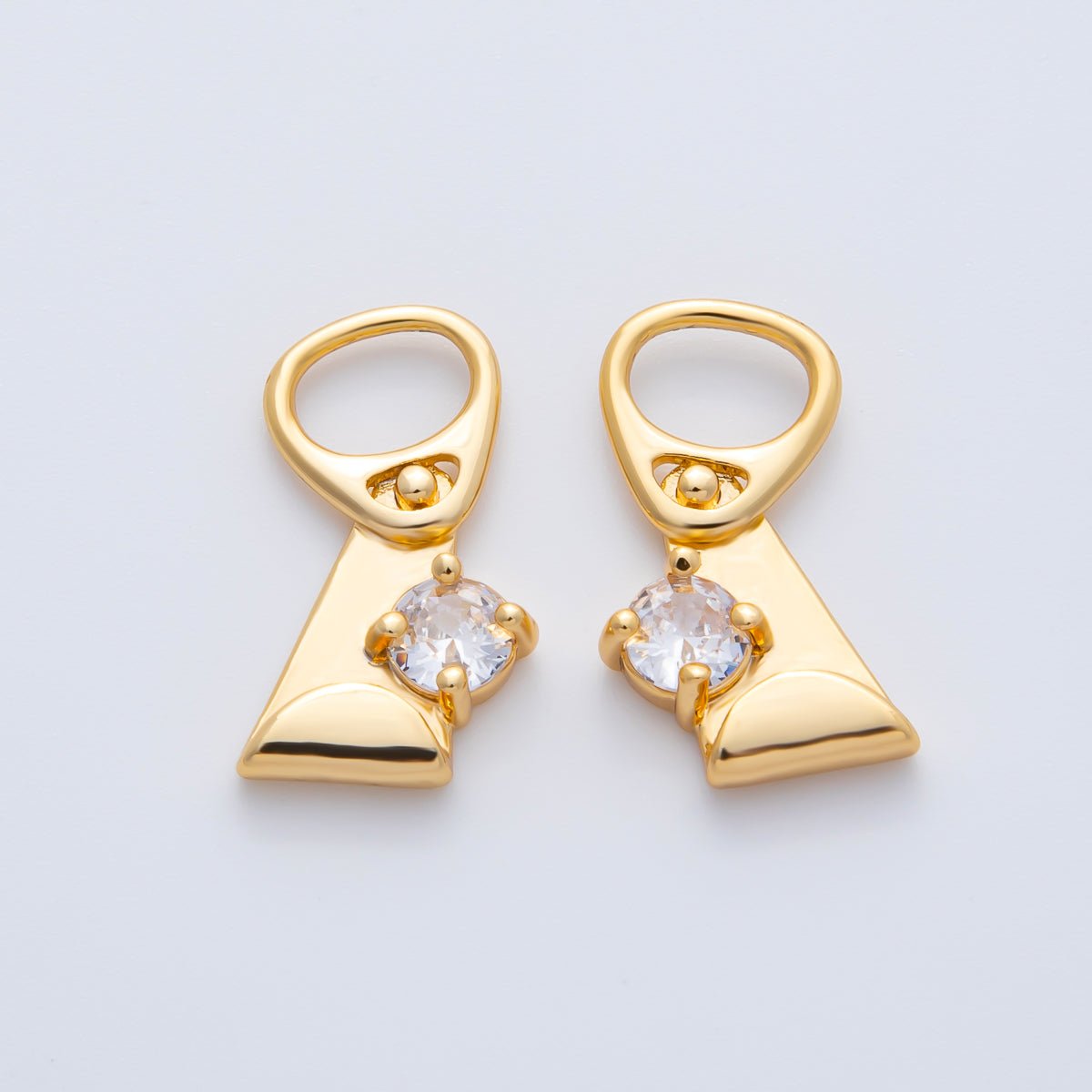 18K Gold Filled 21mm Clear CZ Abstract Geometric Soda Tab Pendant | Charms - 00336 Charms - 00337 - DLUXCA