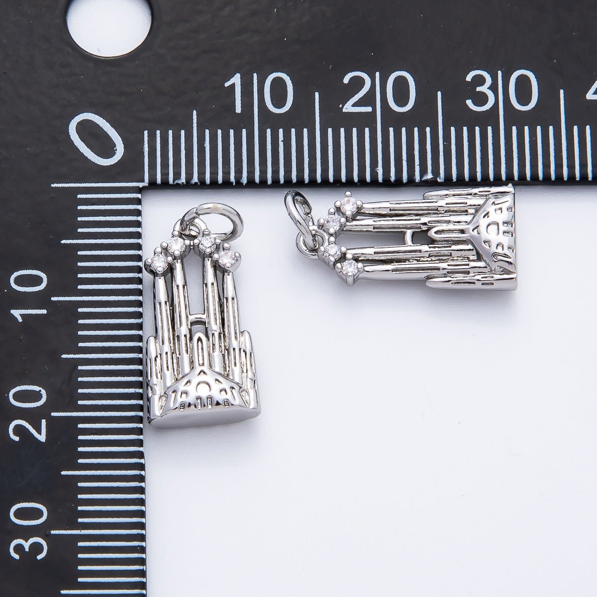 18K Gold Filled 21mm CZ Royal Castle Multidimensional 3D Charm in Gold & Silver | AF1353 - DLUXCA